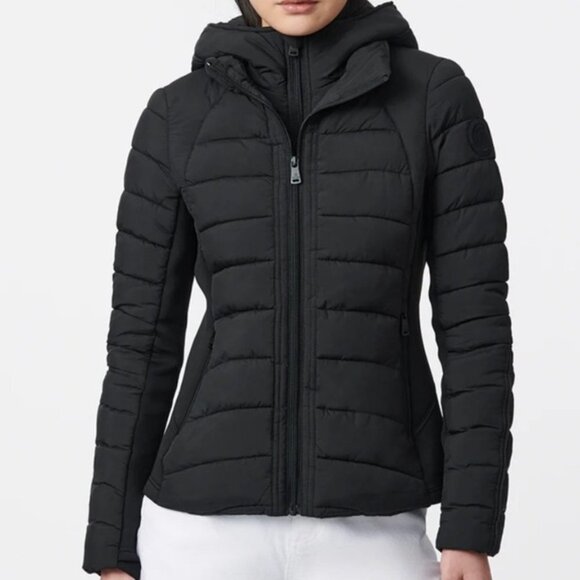 Bernardo Neoprene Combo Packable Quilted Insulated Puffer Jacket Black Women's L - Picture 10 of 10